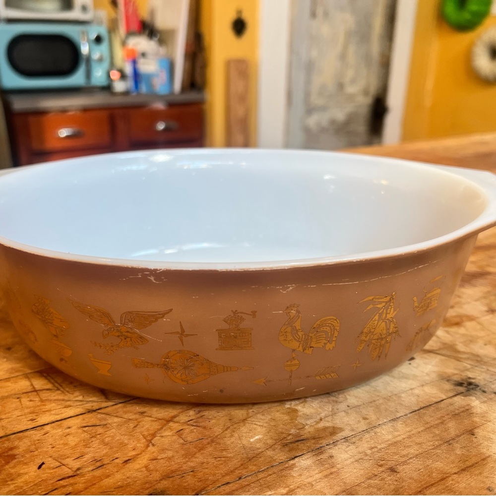 Vintage Pyrex Early American 2 1/2 Qt. Oval Casserole Dish #045 No Lid